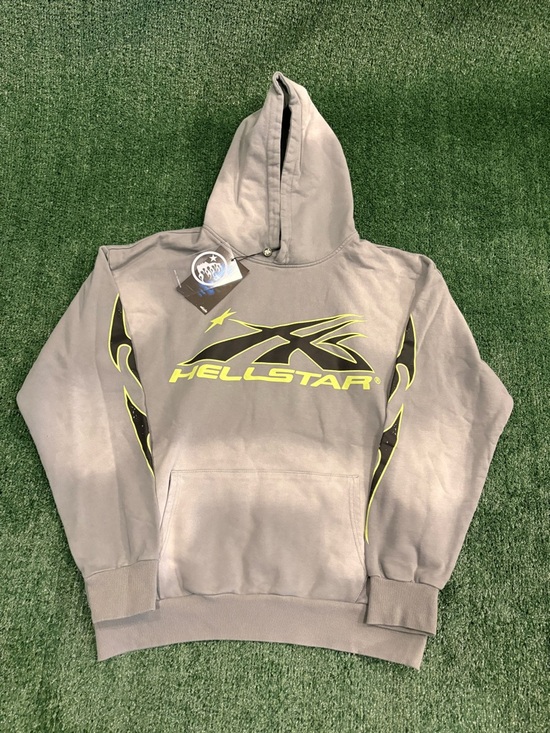Hellstar Other - HELLSTAR Men's Gray Hoodie with Neon Yellow Logo